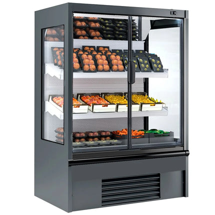 GGM Gastro Commercial multideck display fridge - 1018mm - 278L - with 2 hinged glass doors & 2 shelves - Anthracite