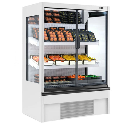 GGM Gastro Commercial multideck display fridge - 1018mm - 278L - with 2 hinged glass doors & 2 shelves - White