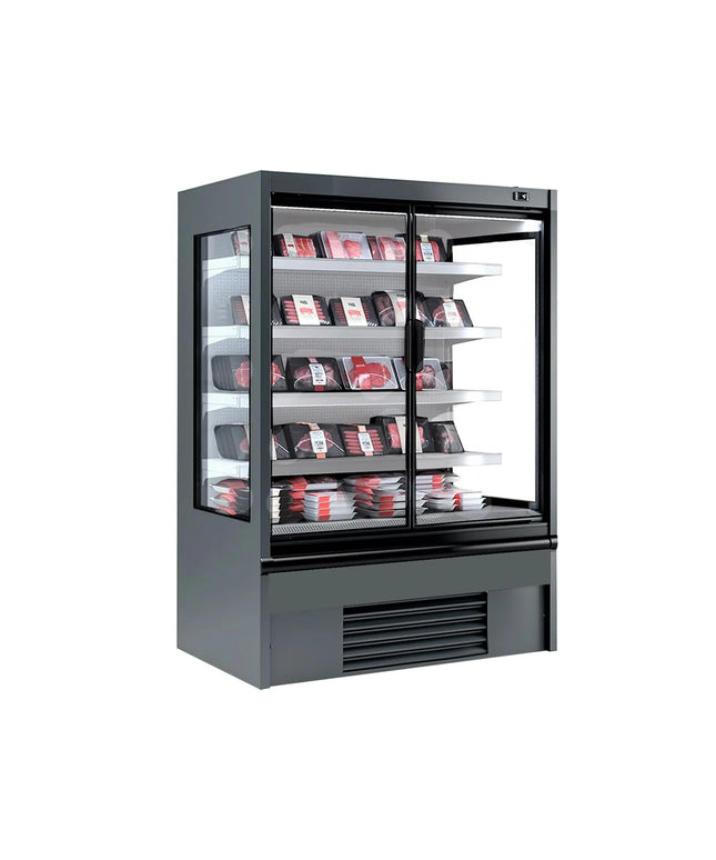 GGM Gastro Commercial multideck display fridge - 1018mm - 341L - with 2 hinged glass doors & 4 shelves - Anthracite