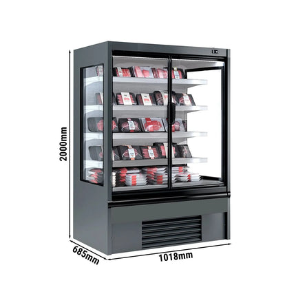 GGM Gastro Commercial multideck display fridge - 1018mm - 341L - with 2 hinged glass doors & 4 shelves - Anthracite