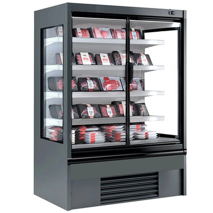 GGM Gastro Commercial multideck display fridge - 1018mm - 341L - with 2 hinged glass doors & 4 shelves - Anthracite