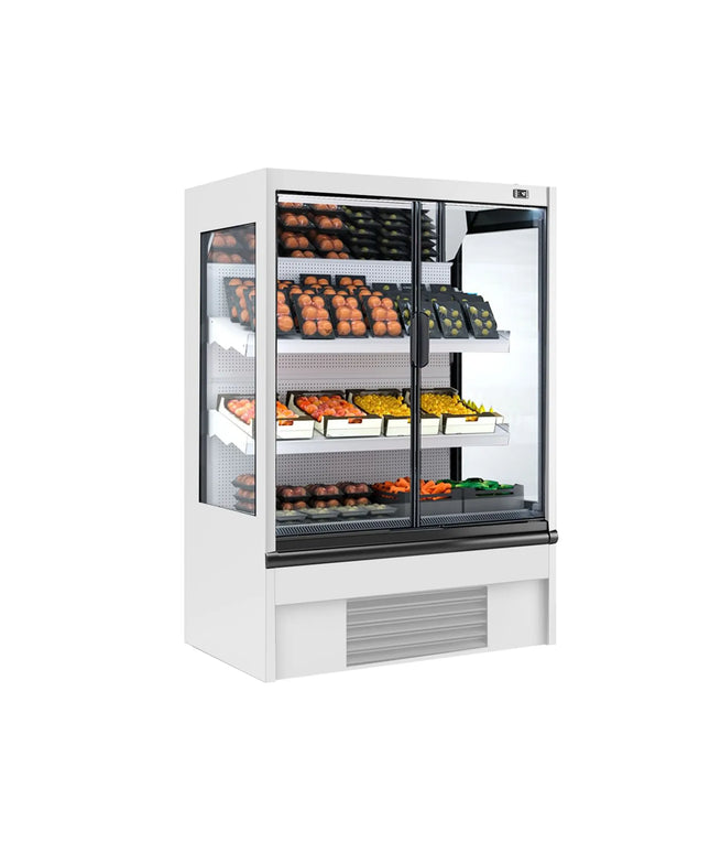 GGM Gastro Commercial multideck display fridge - 1018mm - 528L - with 2 double‑glazed hinged glass doors & 2 shelves - White