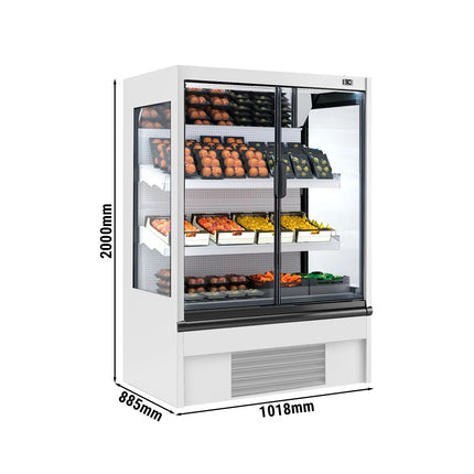 GGM Gastro Commercial multideck display fridge - 1018mm - 528L - with 2 double‑glazed hinged glass doors & 2 shelves - White