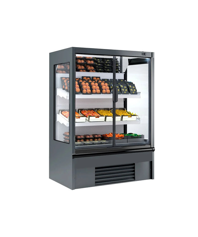 GGM Gastro Commercial multideck display fridge - 1018mm - 528L - with 2 hinged glass doors & 4 shelves - Anthracite