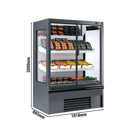 GGM Gastro Commercial multideck display fridge - 1018mm - 528L - with 2 hinged glass doors & 4 shelves - Anthracite