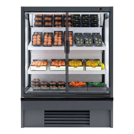 GGM Gastro Commercial multideck display fridge - 1018mm - 528L - with 2 hinged glass doors & 4 shelves - Anthracite
