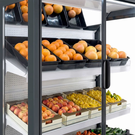 GGM Gastro Commercial multideck display fridge - 1018mm - 528L - with 2 hinged glass doors & 4 shelves - Anthracite