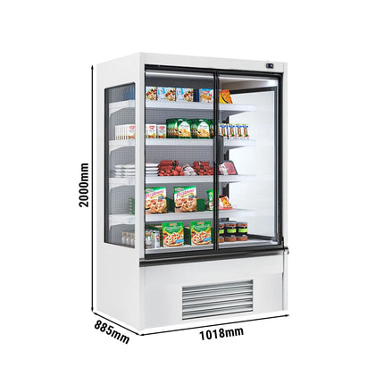 GGM Gastro Commercial multideck display fridge - 1018mm - 602L - with 2 hinged glass doors & 4 shelves - White