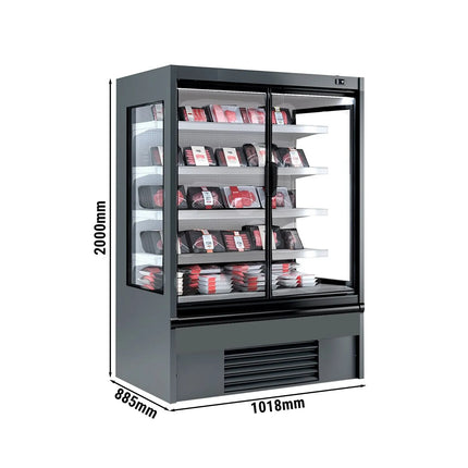 GGM Gastro Commercial multideck display fridge - 1018mm - 602L - with 2 hinged glass doors & 4 shelves - Anthracite