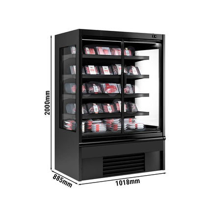 GGM Gastro Commercial multideck display fridge - 1018mm - 602L - with 2 hinged glass doors & 4 shelves - Black