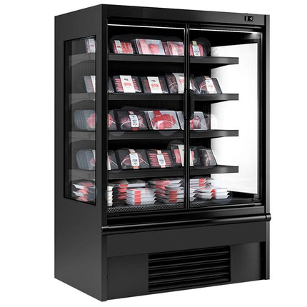 GGM Gastro Commercial multideck display fridge - 1018mm - 602L - with 2 hinged glass doors & 4 shelves - Black