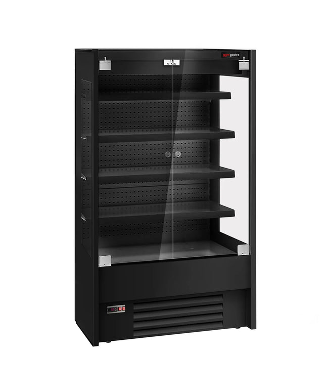 GGM Gastro Commercial multideck display fridge - 1100mm - with 2 hinged glass doors & 4 shelves - Black