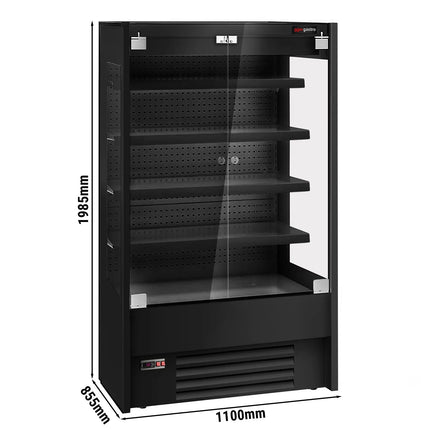 GGM Gastro Commercial multideck display fridge - 1100mm - with 2 hinged glass doors & 4 shelves - Black