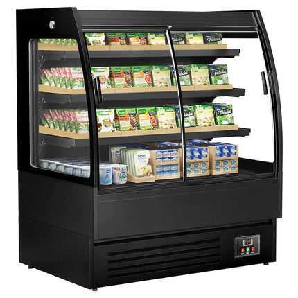 GGM Gastro Commercial multideck display fridge - 1200mm - 380L - with 2 double‑glazed sliding doors & 3 shelves - Black