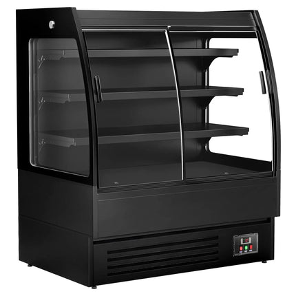 GGM Gastro Commercial multideck display fridge - 1200mm - 380L - with 2 double‑glazed sliding doors & 3 shelves - Black