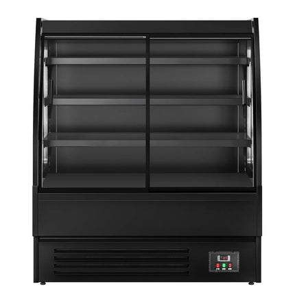 GGM Gastro Commercial multideck display fridge - 1200mm - 380L - with 2 double‑glazed sliding doors & 3 shelves - Black