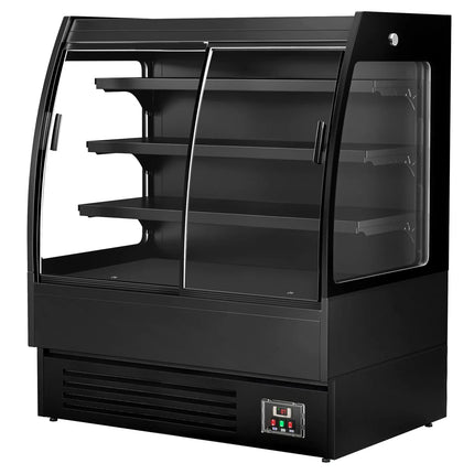 GGM Gastro Commercial multideck display fridge - 1200mm - 380L - with 2 double‑glazed sliding doors & 3 shelves - Black