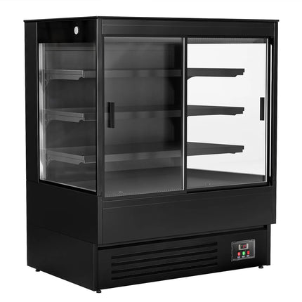 GGM Gastro Commercial multideck display fridge - 1200mm - 390L - 2 double‑glazed sliding doors & 3 shelves - Black