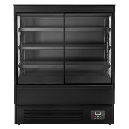 GGM Gastro Commercial multideck display fridge - 1200mm - 390L - 2 double‑glazed sliding doors & 3 shelves - Black