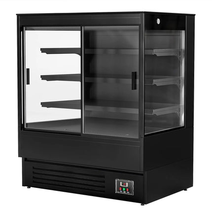 GGM Gastro Commercial multideck display fridge - 1200mm - 390L - 2 double‑glazed sliding doors & 3 shelves - Black