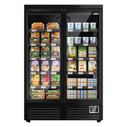 GGM Gastro Commercial multideck display fridge - 1260mm - 991L - with 2 hinged glass doors & 5 shelves - Black