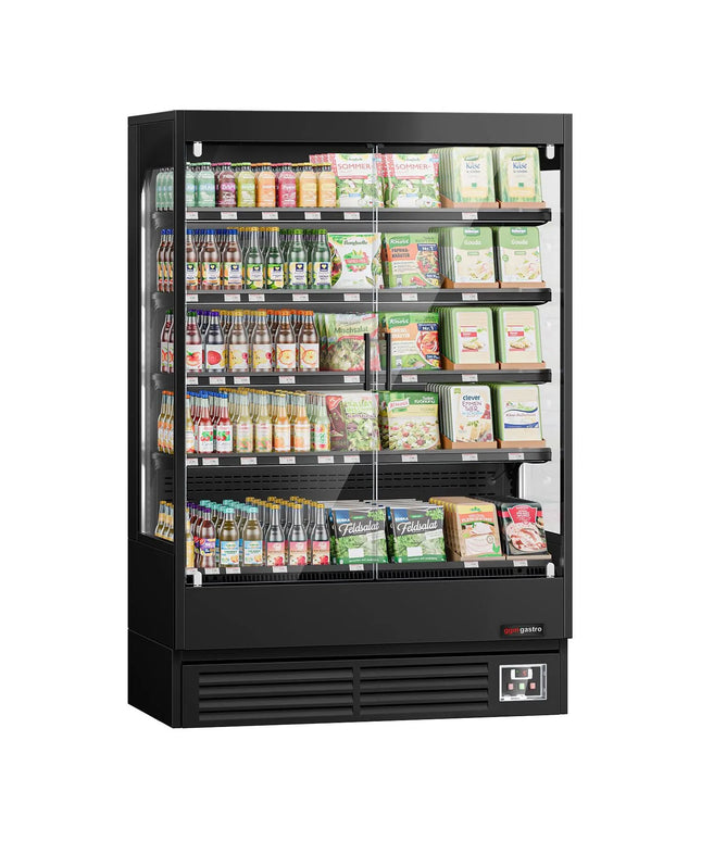 GGM Gastro Commercial multideck display fridge - 1320mm - 595L - with 2 hinged glass doors & 4 shelves - Black