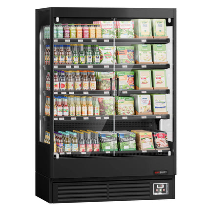 GGM Gastro Commercial multideck display fridge - 1320mm - 595L - with 2 hinged glass doors & 4 shelves - Black