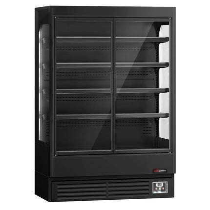 GGM Gastro Commercial multideck display fridge - 1320mm - 595L - with 2 hinged glass doors & 4 shelves - Black