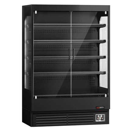 GGM Gastro Commercial multideck display fridge - 1320mm - 595L - with 2 hinged glass doors & 4 shelves - Black