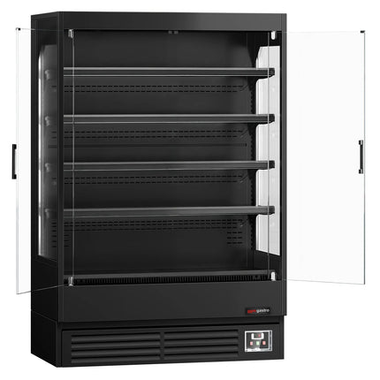 GGM Gastro Commercial multideck display fridge - 1320mm - 595L - with 2 hinged glass doors & 4 shelves - Black