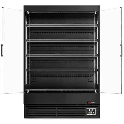 GGM Gastro Commercial multideck display fridge - 1320mm - 595L - with 2 hinged glass doors & 4 shelves - Black