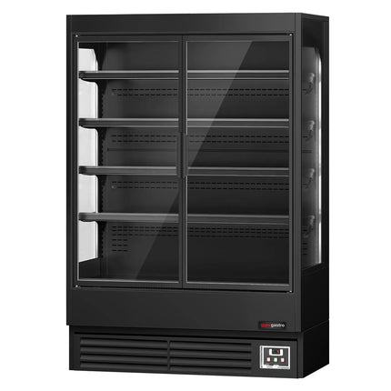 GGM Gastro Commercial multideck display fridge - 1320mm - 595L - with 2 hinged glass doors & 4 shelves - Black