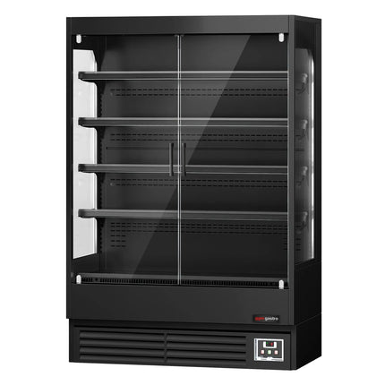 GGM Gastro Commercial multideck display fridge - 1320mm - 595L - with 2 hinged glass doors & 4 shelves - Black