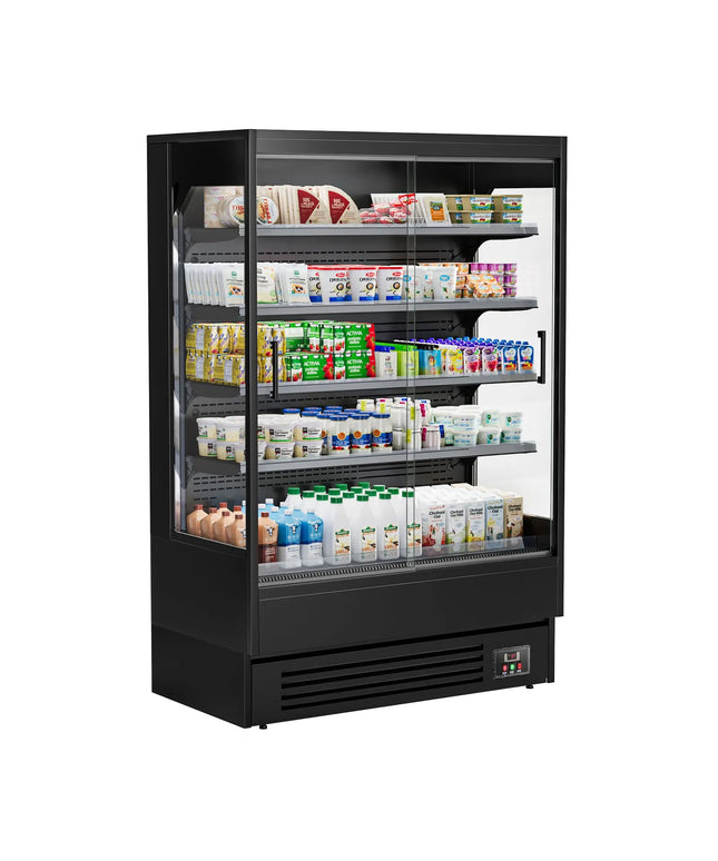 GGM Gastro Commercial multideck display fridge - 1320mm - 595L - with 2 sliding glass doors & 4 shelves - Black