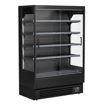 GGM Gastro Commercial multideck display fridge - 1320mm - 595L - with 2 sliding glass doors & 4 shelves - Black