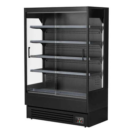 GGM Gastro Commercial multideck display fridge - 1320mm - 595L - with 2 sliding glass doors & 4 shelves - Black