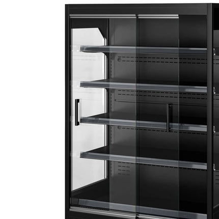 GGM Gastro Commercial multideck display fridge - 1320mm - 595L - with 2 sliding glass doors & 4 shelves - Black