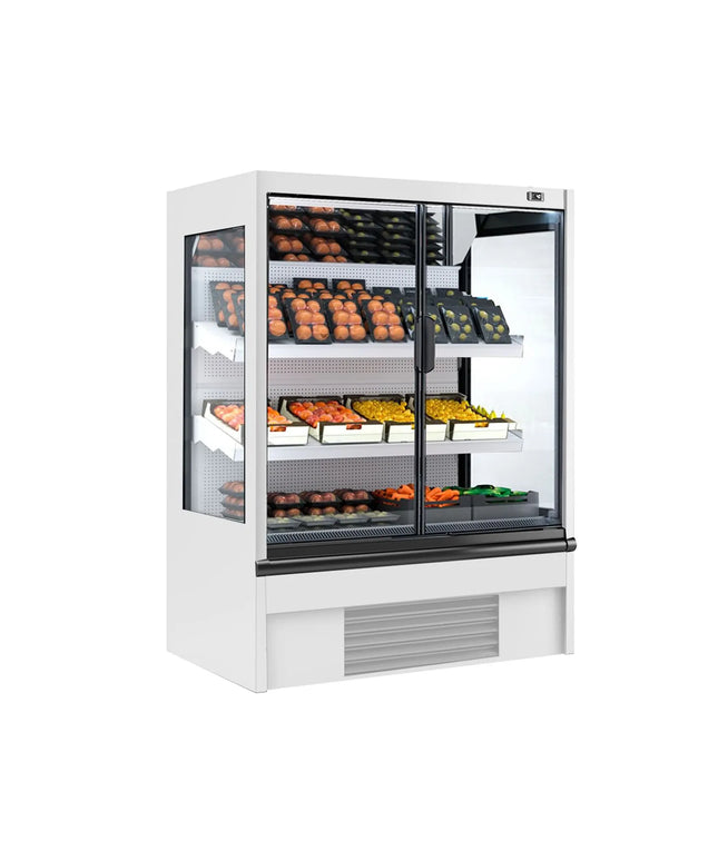 GGM Gastro Commercial multideck display fridge - 1330mm - 370L - with 2 hinged glass doors & 2 shelves - White