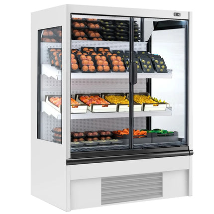 GGM Gastro Commercial multideck display fridge - 1330mm - 370L - with 2 hinged glass doors & 2 shelves - White