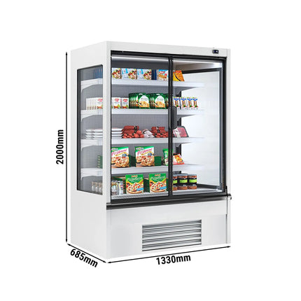 GGM Gastro Commercial multideck display fridge - 1330mm - 455L - with 2 hinged glass doors & 4 shelves - White