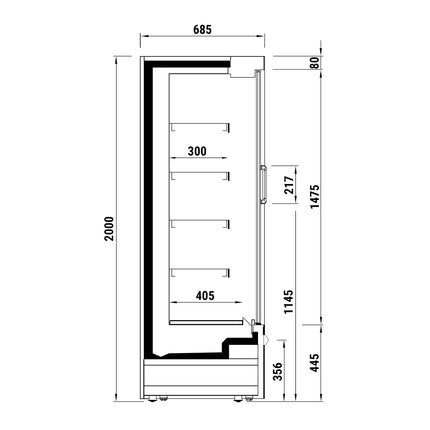 GGM Gastro Commercial multideck display fridge - 1330mm - 455L - with 2 hinged glass doors & 4 shelves - White