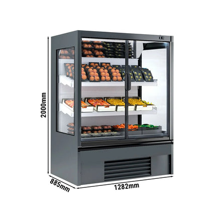 GGM Gastro Commercial multideck display fridge - 1330mm - 569L - with 2 hinged glass doors & 2 shelves - Anthracite