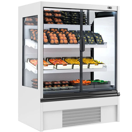 GGM Gastro Commercial multideck display fridge - 1330mm - 569L - with 2 hinged glass doors & 2 shelves - White