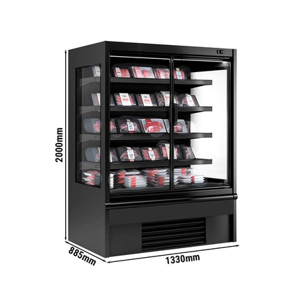 GGM Gastro Commercial multideck display fridge - 1330mm - 711L - with 2 double‑glazed hinged glass doors & 4 shelves - Black