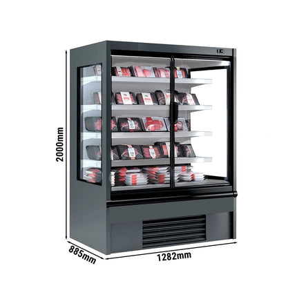 GGM Gastro Commercial multideck display fridge - 1330mm - 711L - with 2 hinged glass doors & 4 shelves - Anthracite