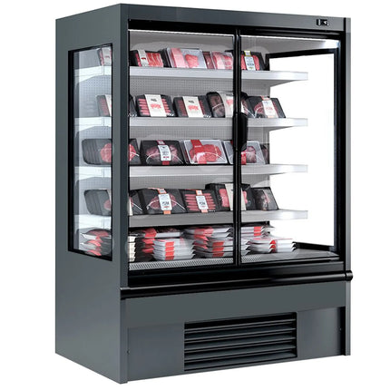 GGM Gastro Commercial multideck display fridge - 1330mm - 711L - with 2 hinged glass doors & 4 shelves - Anthracite