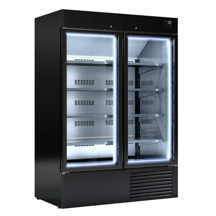 GGM Gastro Commercial multideck display fridge - 1384mm - 1310L - with 2 hinged glass doors & 4 shelves - Black