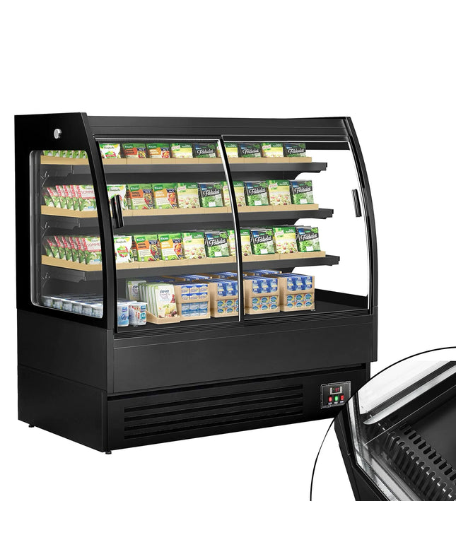 GGM Gastro Commercial multideck display fridge - 1500mm - 480L - with 2 double‑glazed sliding doors & 3 shelves - Black
