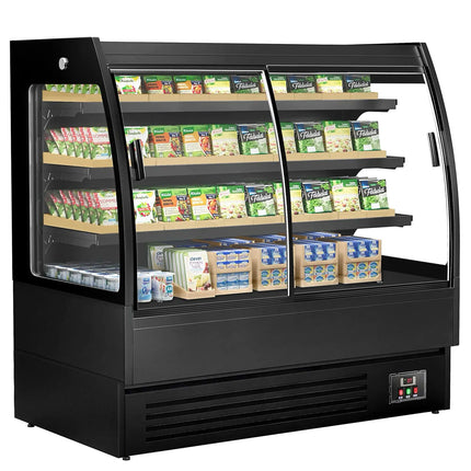 GGM Gastro Commercial multideck display fridge - 1500mm - 480L - with 2 double‑glazed sliding doors & 3 shelves - Black