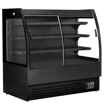 GGM Gastro Commercial multideck display fridge - 1500mm - 480L - with 2 double‑glazed sliding doors & 3 shelves - Black